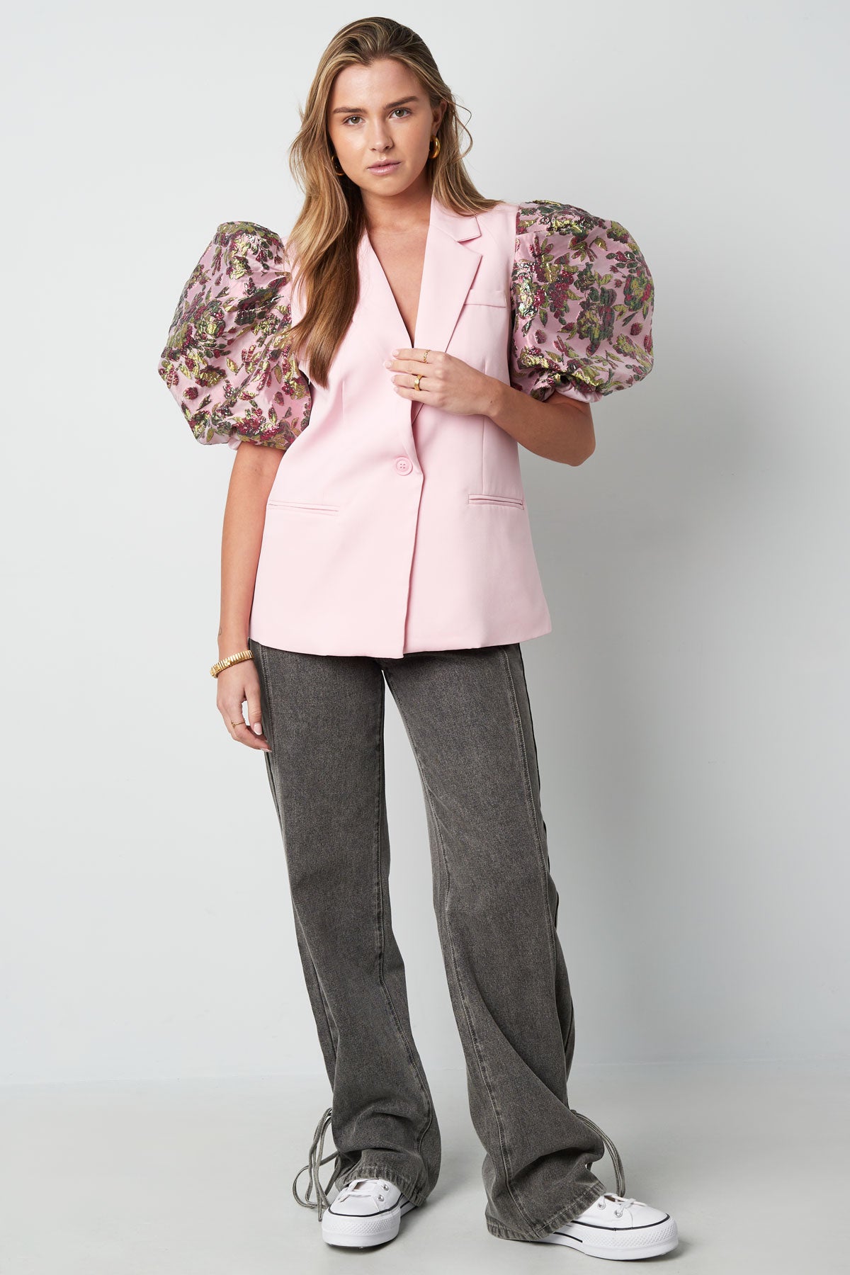 Woven Polyester Fiber Women's Suit Set Elegant Color Clash