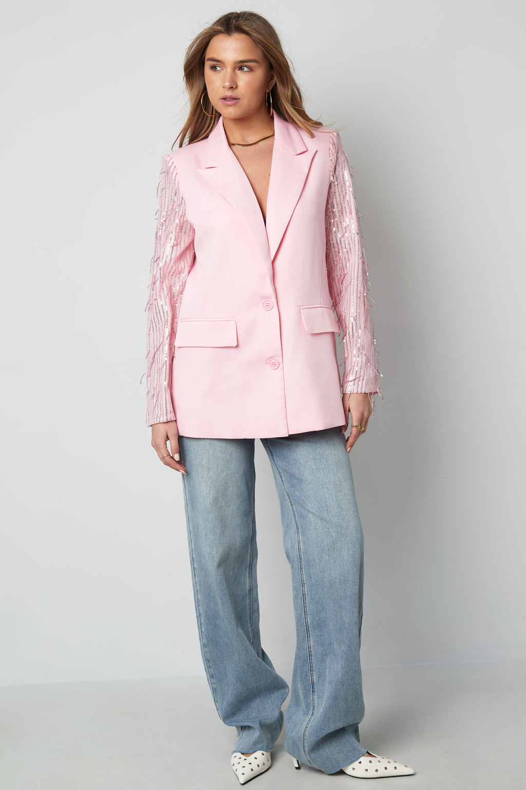 Polyester Women's Suit Jacket Fringe Sleeve Design