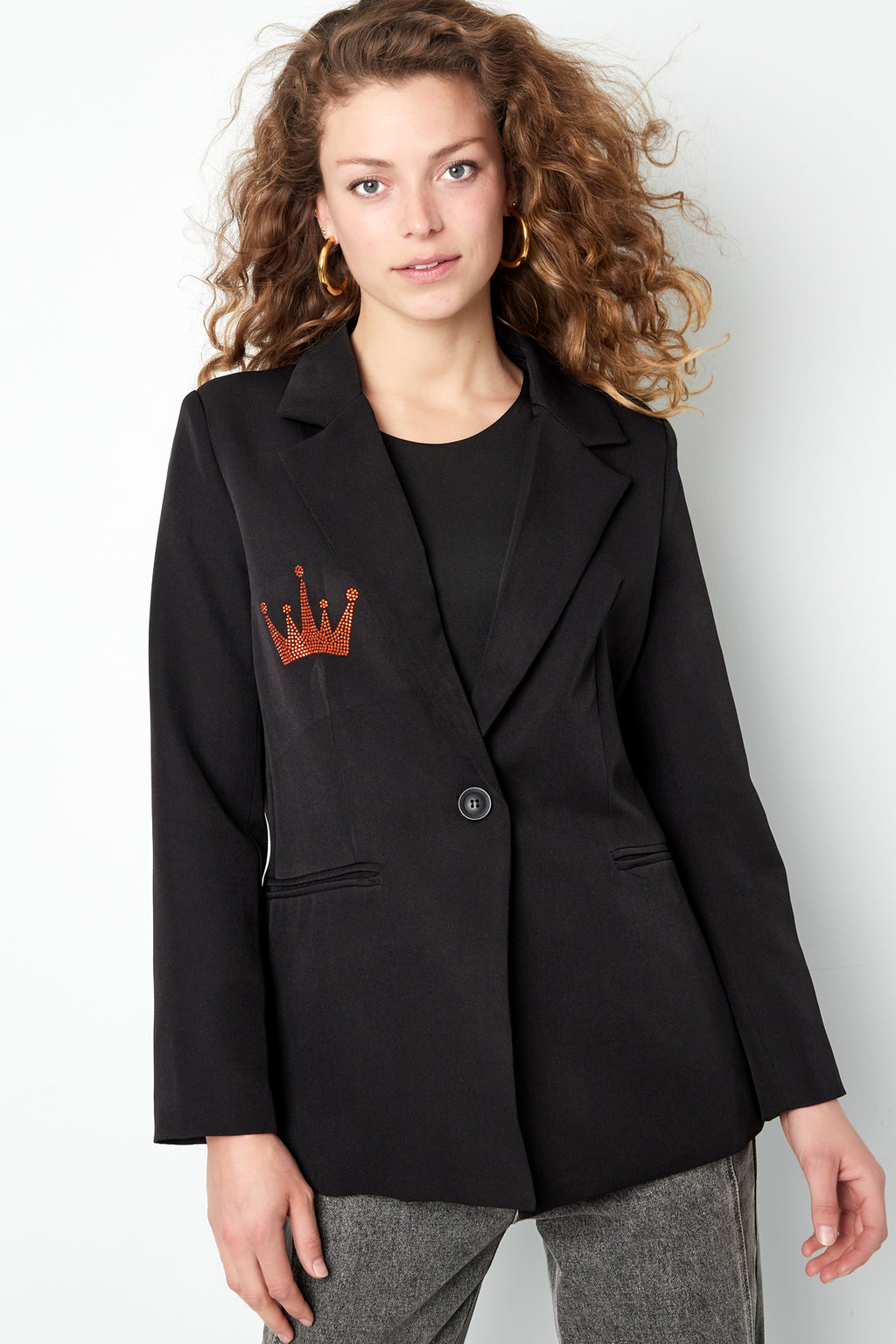 Polyester Women's Suit Blazer Crown Embroidery