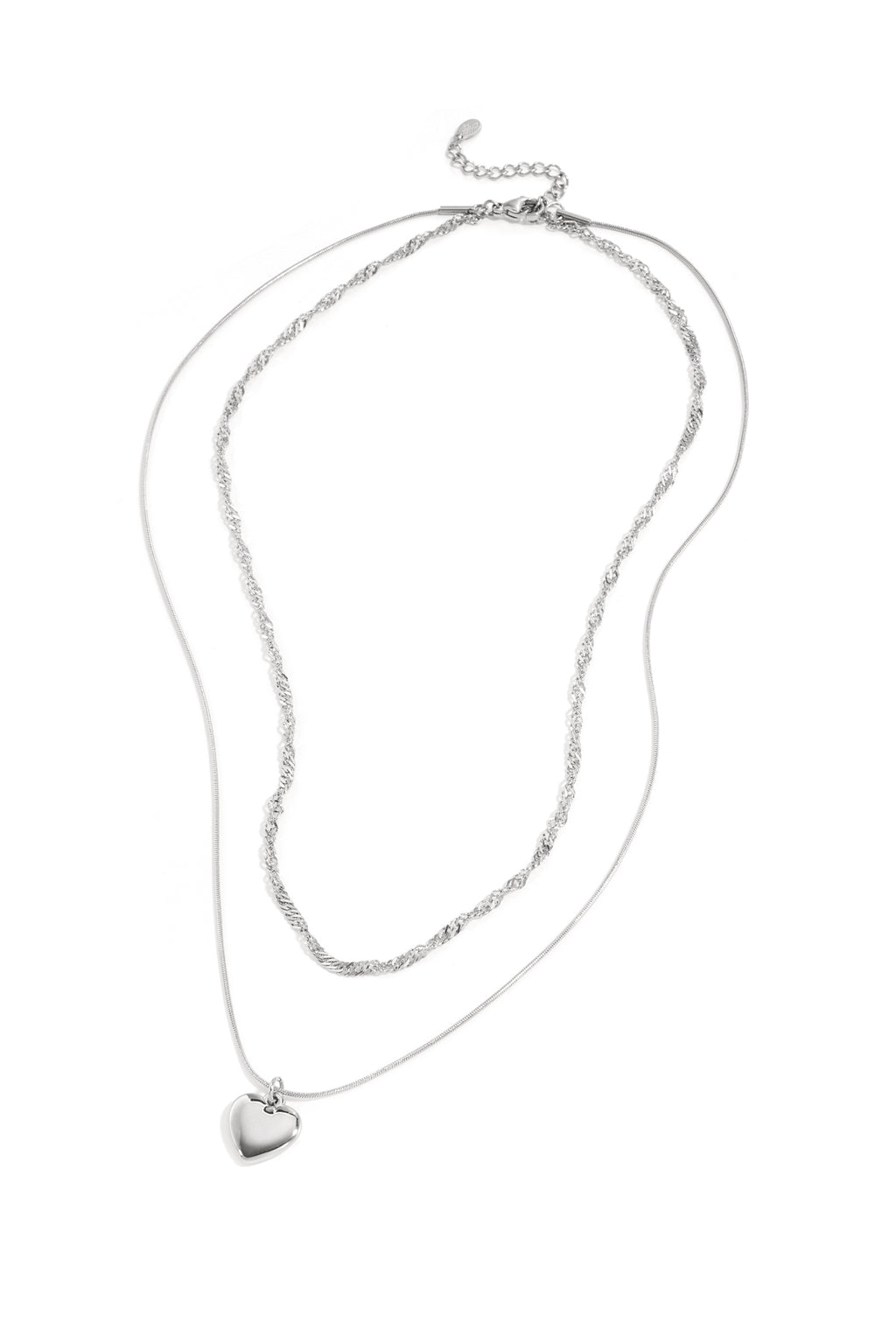 Layered necklace with heart charm