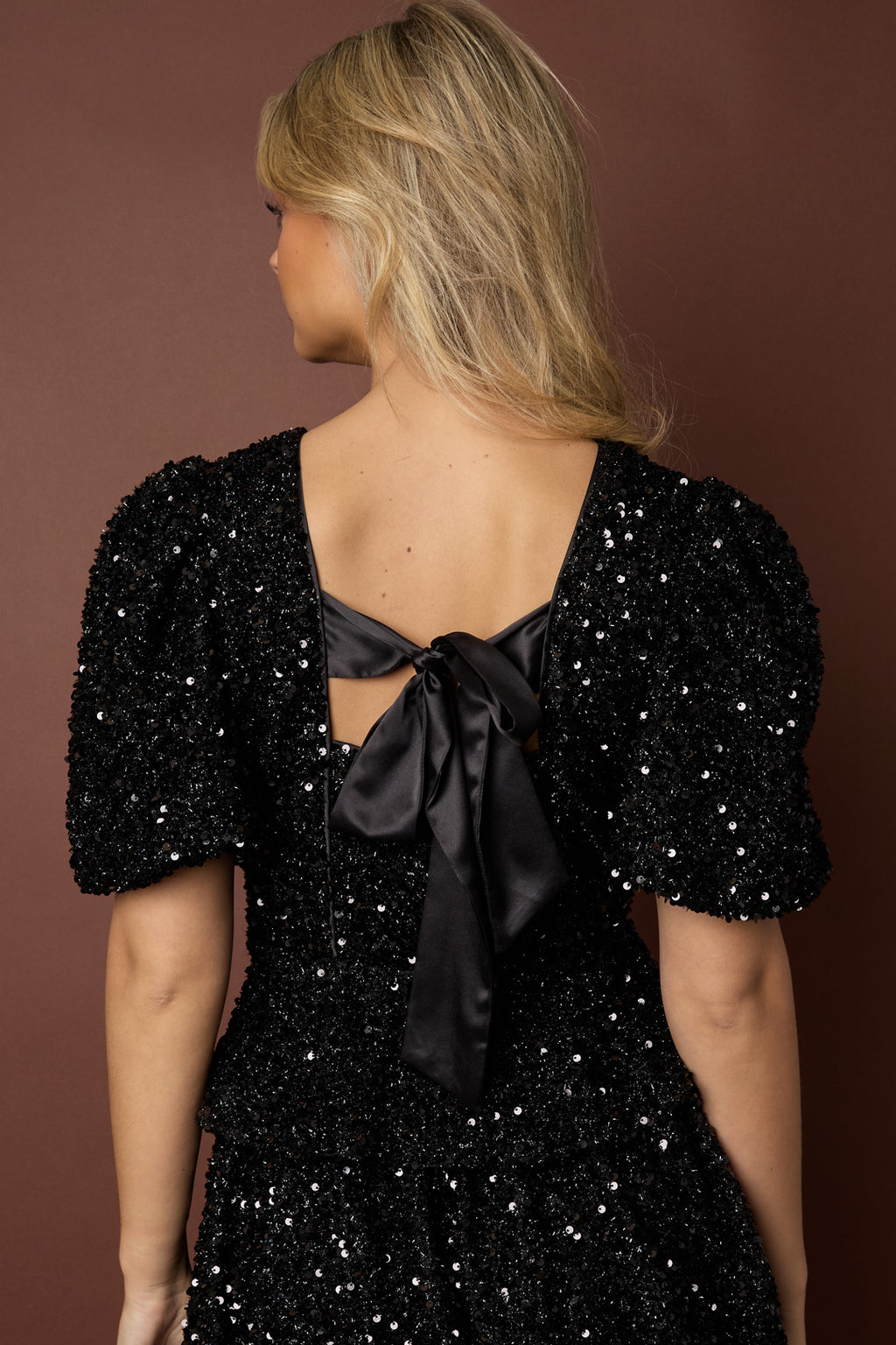 Woven Polyester Fiber Women's Short Sleeve Tops Elegant Sequins