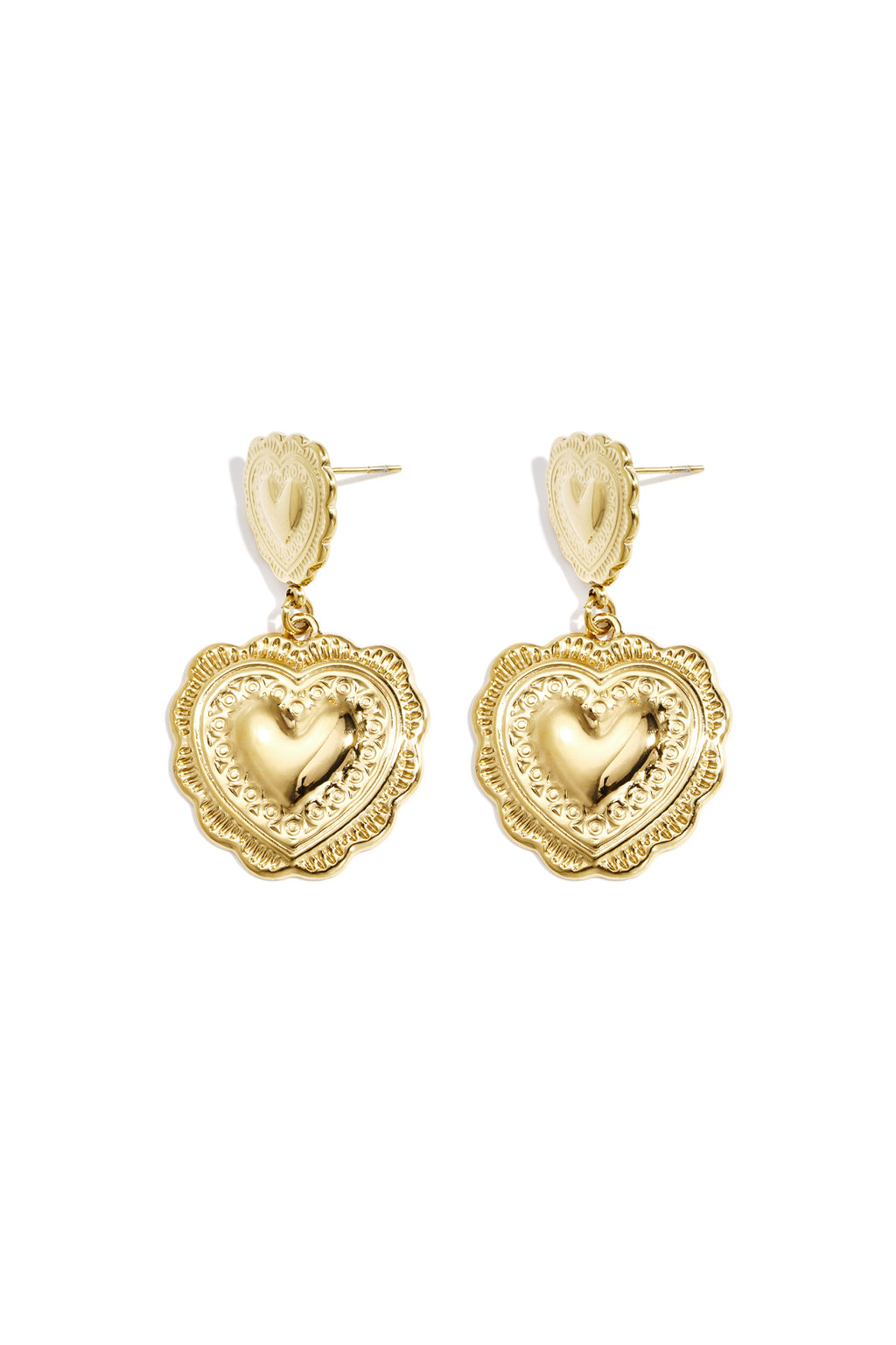 Earrings with heart-shaped pendants
