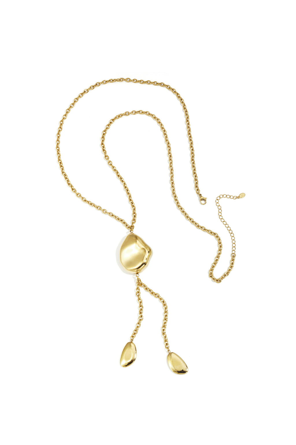 Long necklace with organic shape beads