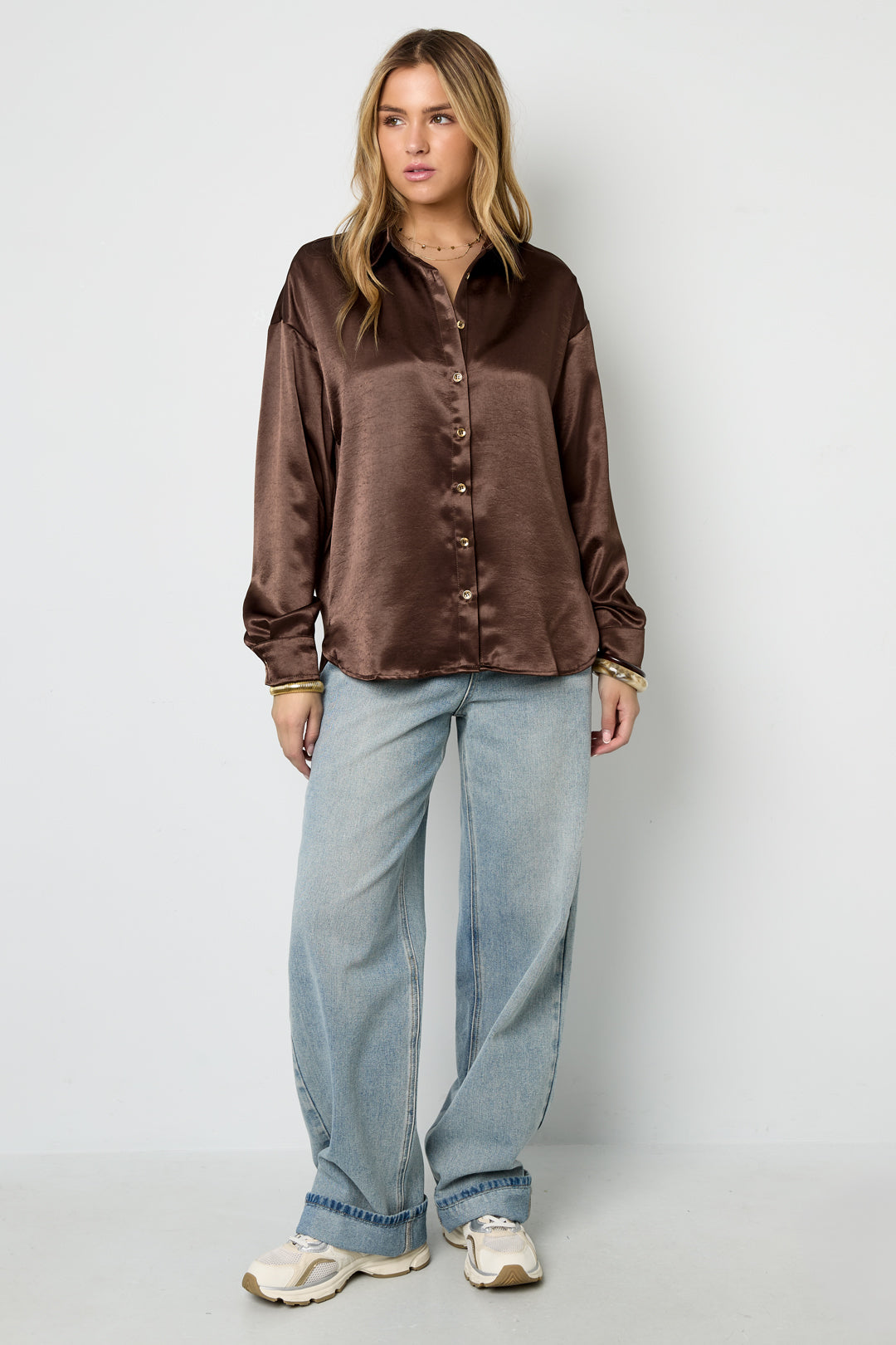 Woven Polyester Fiber Women's Blouse Casual Solid Color Basic