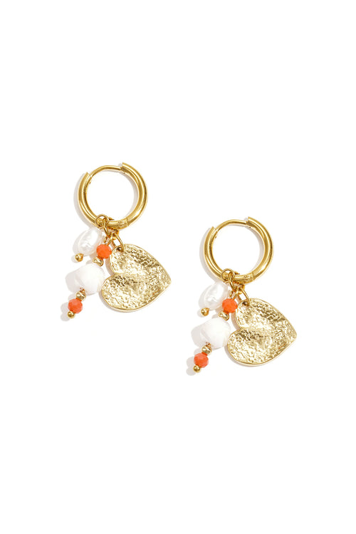 Earrings with beads and heart charm