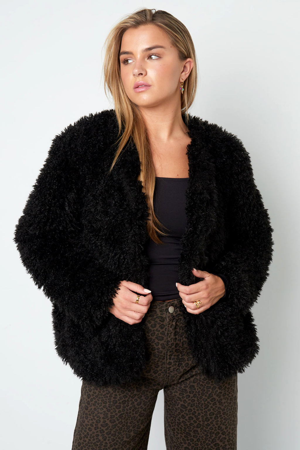Woven Polyester Fiber Women's Jacket Elegant Solid Color Fall/Winter