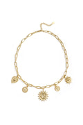Necklace with sun and heart charms