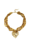 Linked bead necklaces with hanging heart