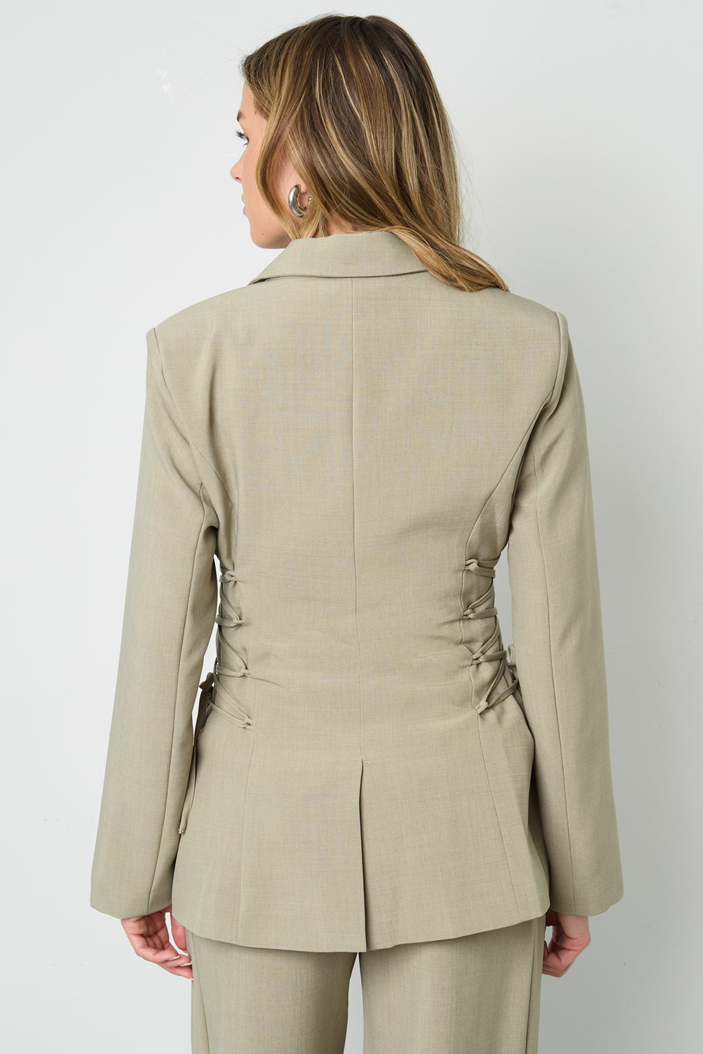 Woven Polyester Fiber Women's Suit Set Elegant Tie-up