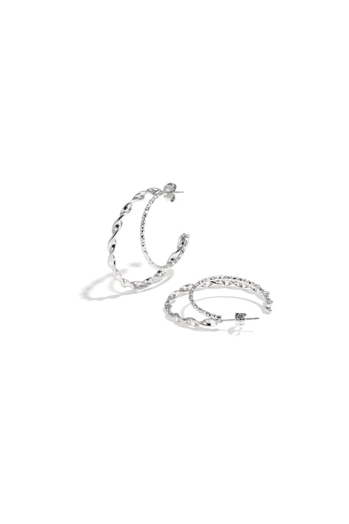 Double hoop earrings with twisted effect
